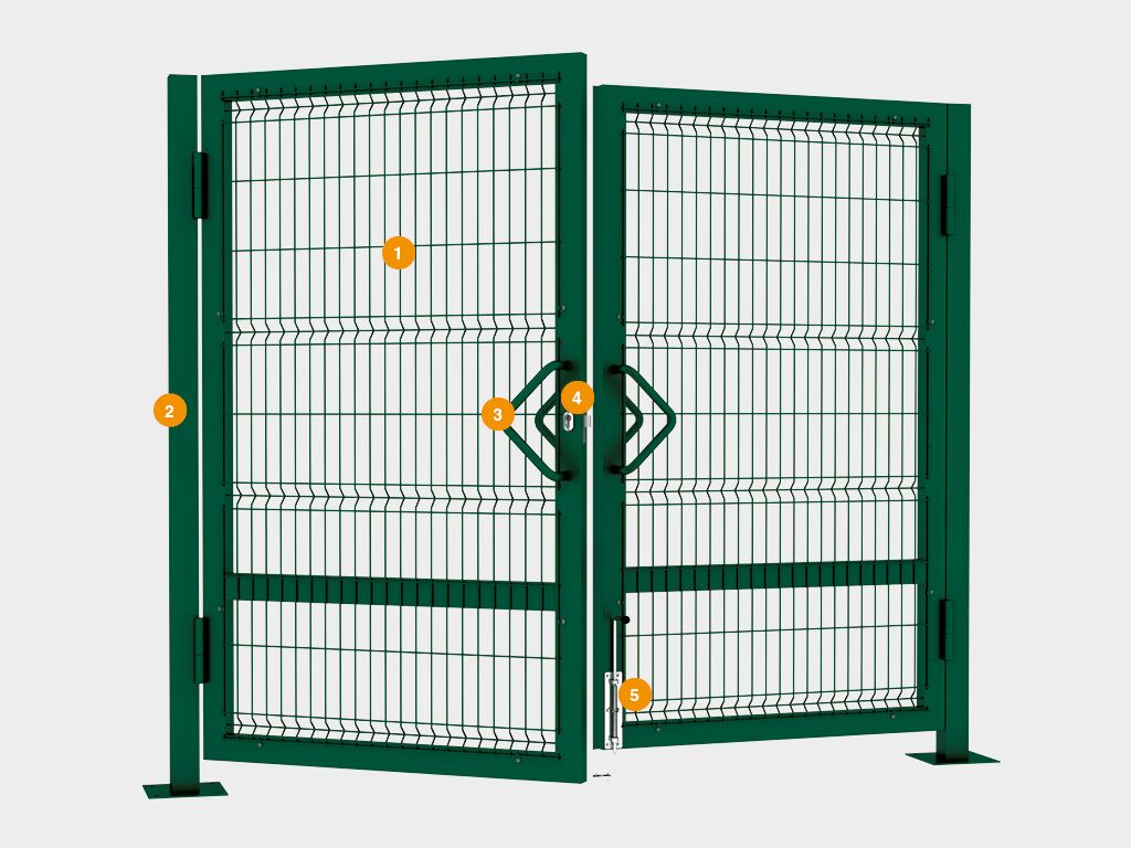 Ворота распашные со стальной рамой с заполнением сварной сеткой 1
