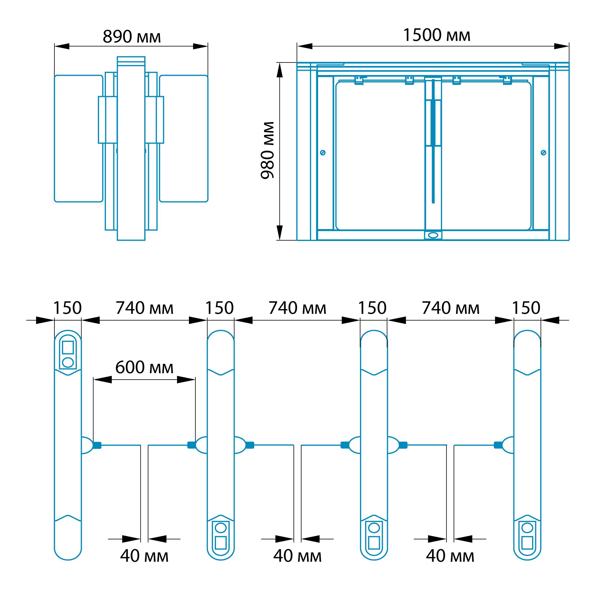 Турникет распашной БЛОКПОСТ РСП 1400, средняя секция для РСП 700 1