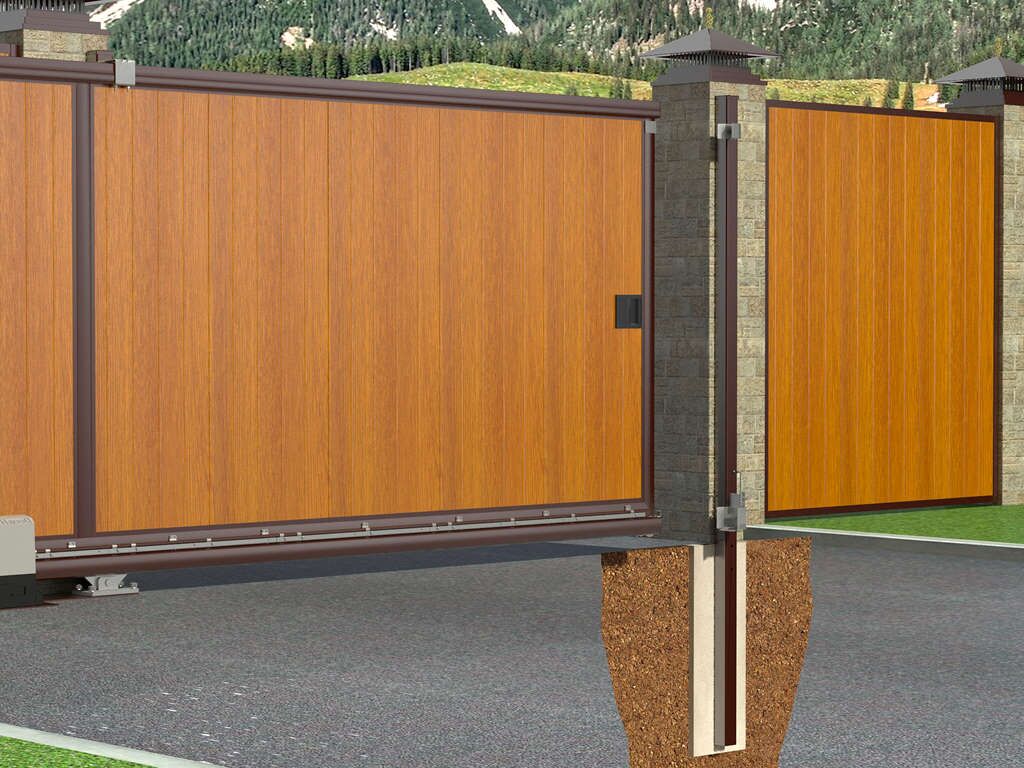 Откатные ворота из сендвич-панелей 7