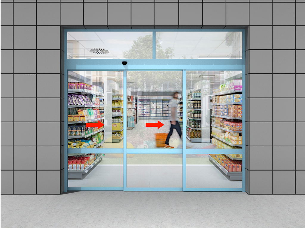 Комплект телескопической раздвижной двери (две подвижные лайтстворки и фрамуга) для привода AD-SP-TELESCOPE 3