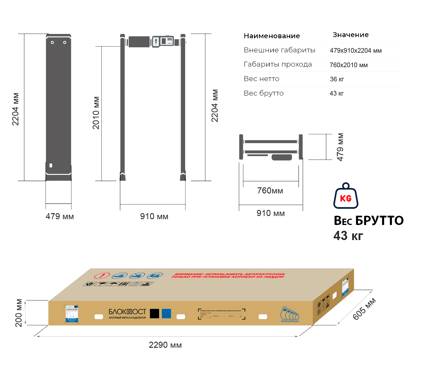 Арочный металлодетектор БЛОКПОСТ 