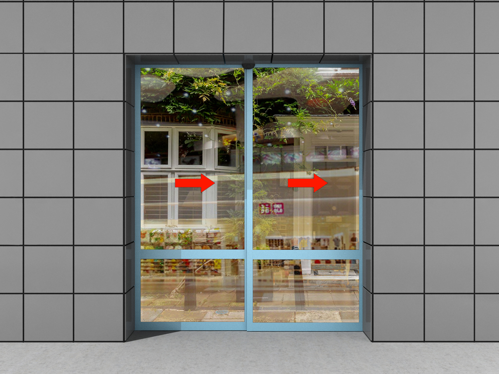 Комплект телескопической раздвижной двери (четыре подвижные и две неподвижные лайтстворки и фрамуга) для привода AD-SP-TELESCOPE 2