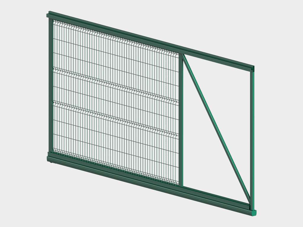 Откатные ворота со стальной рамой и заполнением сварной сеткой 8