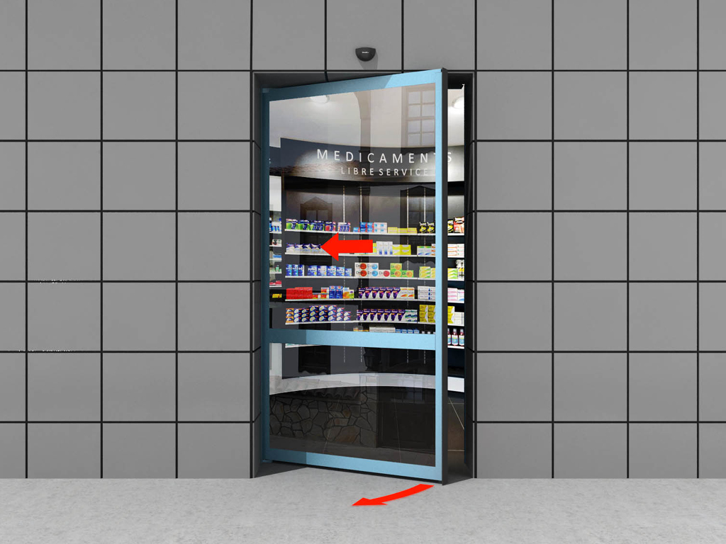 Комплект автоматической раздвижной двери (одна подвижная и одна неподвижная створки антипаника) для привода AD-SP 2