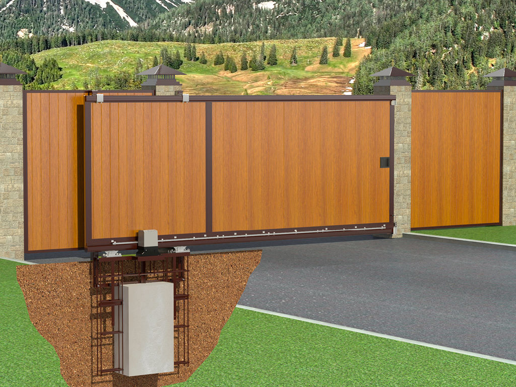 Откатные ворота из профлиста Revolution 4