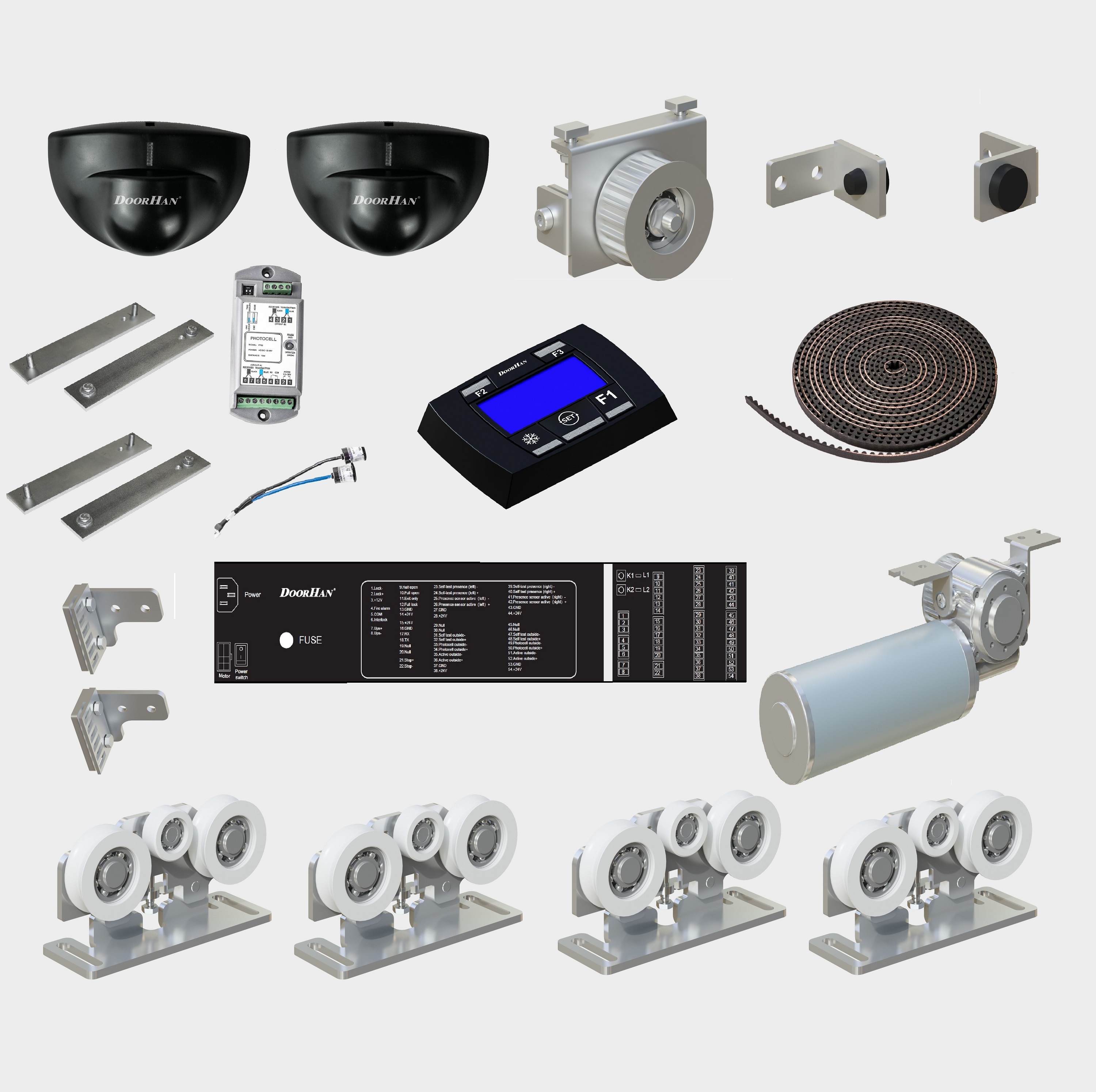 Комплект телескопической раздвижной двери (четыре подвижные и две неподвижные лайтстворки и фрамуга) для привода AD-SP-TELESCOPE 9