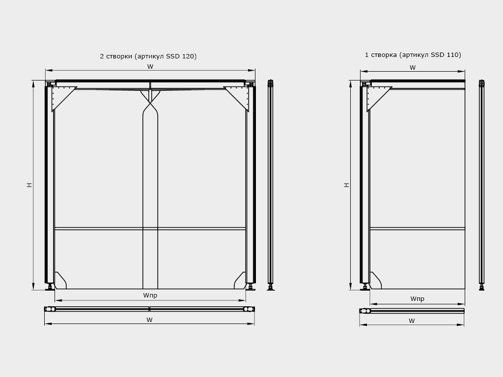 Маятниковые пленочные двери серия SSD 2