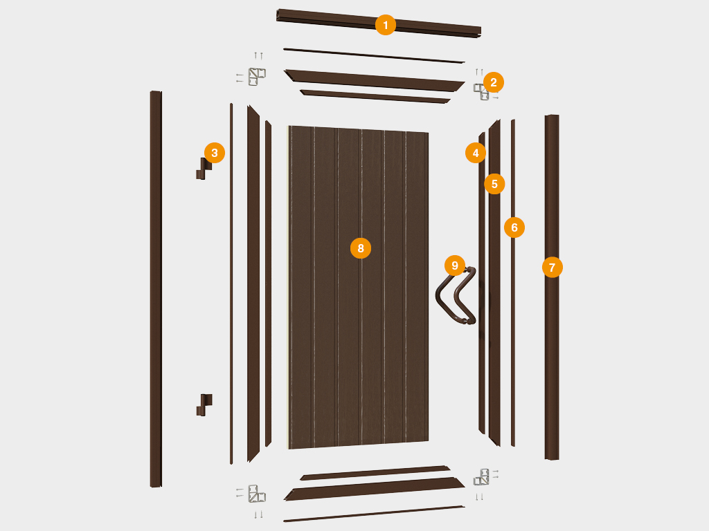 Калитка в алюминиевой раме с заполнением сендвич-панелями PSD-A 1