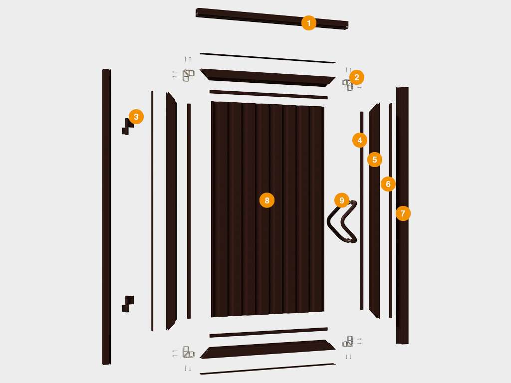 Калитка в алюминиевой раме с заполнением профлистом PSD-P 1