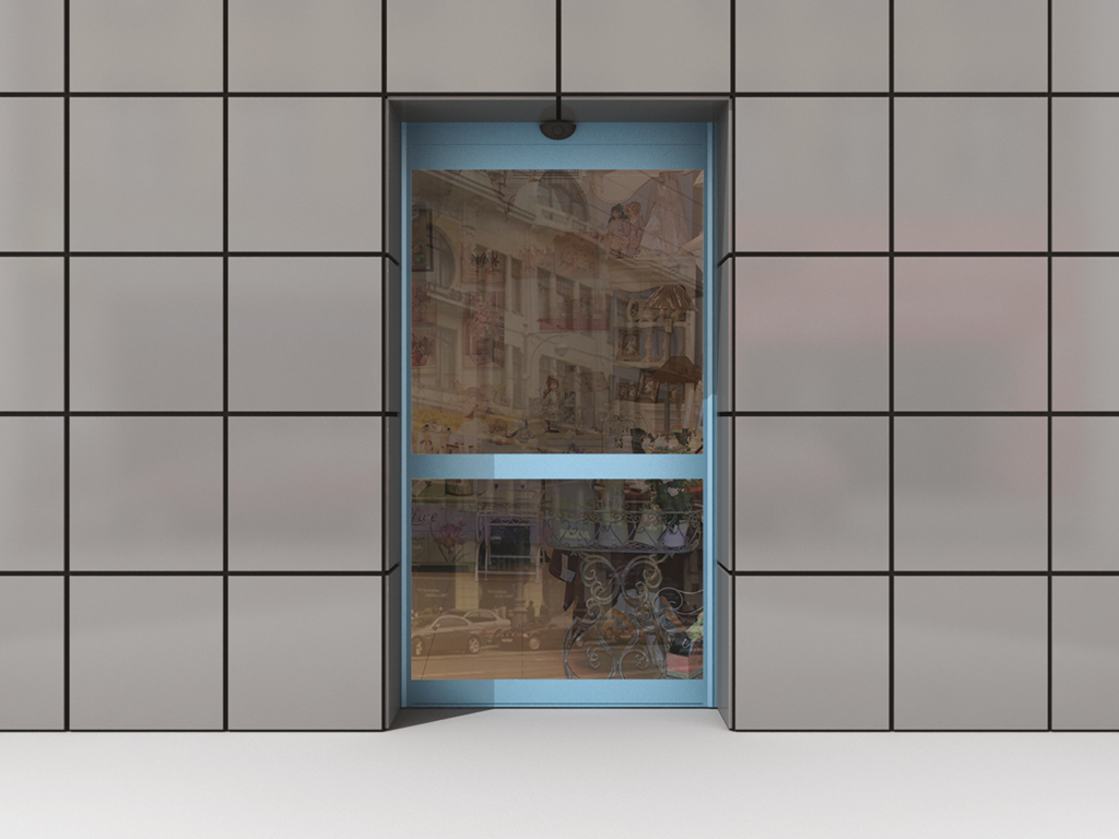 Комплект автоматической раздвижной двери (одна подвижная, одна неподвижная, одна распашная створки и фрамуга сверху) для привода AD-SP 1 Комплект автоматической раздвижной двери (одна подвижная, одна неподвижная, одна распашная створки и фрамуга сверху) для привода AD-SP 1