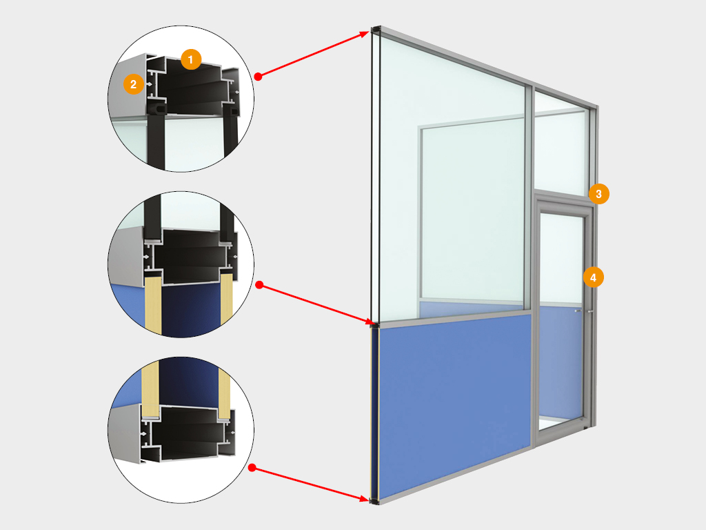 Офисные алюминиевые перегородки 1