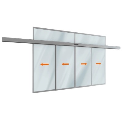 Комплект телескопической раздвижной двери (четыре подвижные лайтстворки и фрамуга) для привода AD-SP-TELESCOPE